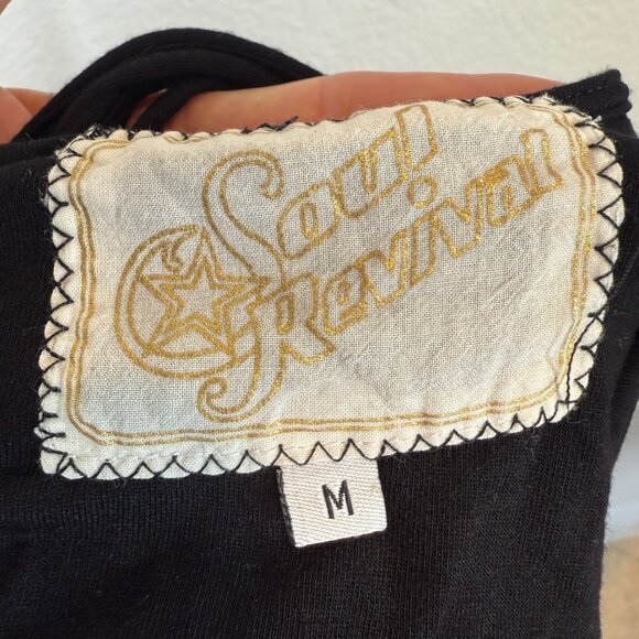 Vintage Y2K Soul Revival Black Dress Embellished Beaded Chain Halter Goth Medium - Picture 7 of 11